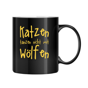 Tasse: Katzen tanzen nicht mit Wölfen